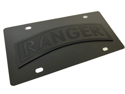 US Army Ranger Blacked Out Carbon Steel License Plate