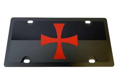 Templar Cross Carbon Steel License Plate