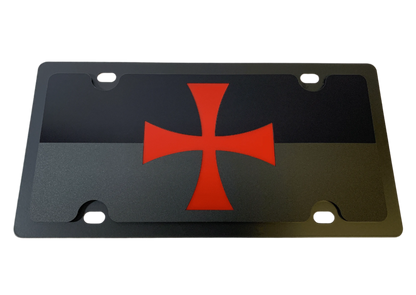 Templar Cross Carbon Steel License Plate