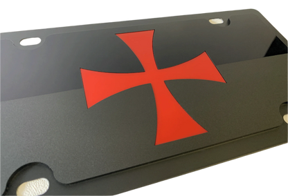 Templar Cross Carbon Steel License Plate