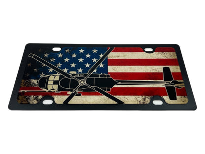 USA Flag Black Hawk Carbon Steel License Plate