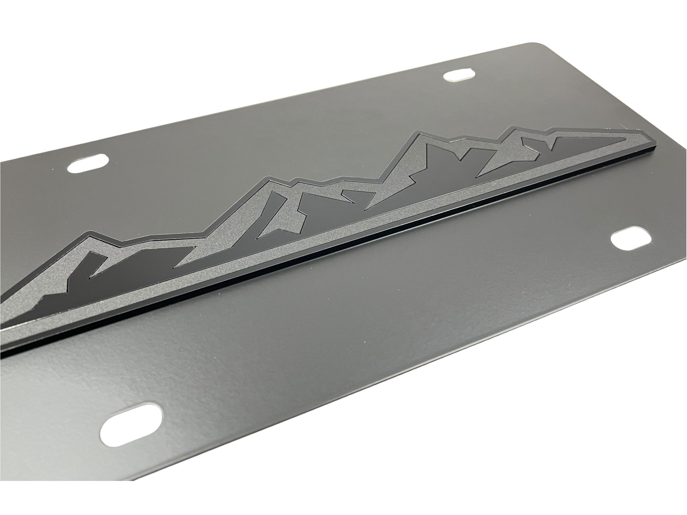 Blacked Out Mountain Range Carbon Steel License Plate