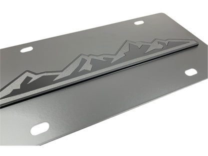 Blacked Out Mountain Range Carbon Steel License Plate