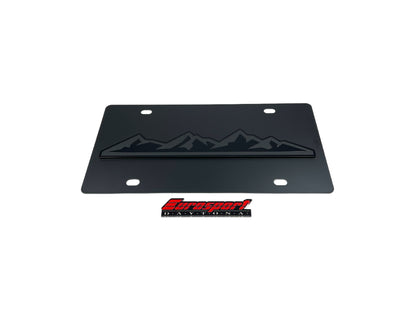 Blacked Out Mountain Range Carbon Steel License Plate