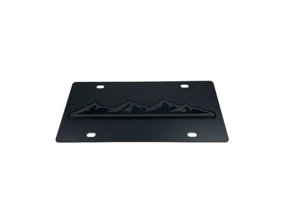 Blacked Out Mountain Range Carbon Steel License Plate