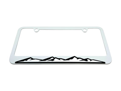 Mountain Range White License Plate Frame