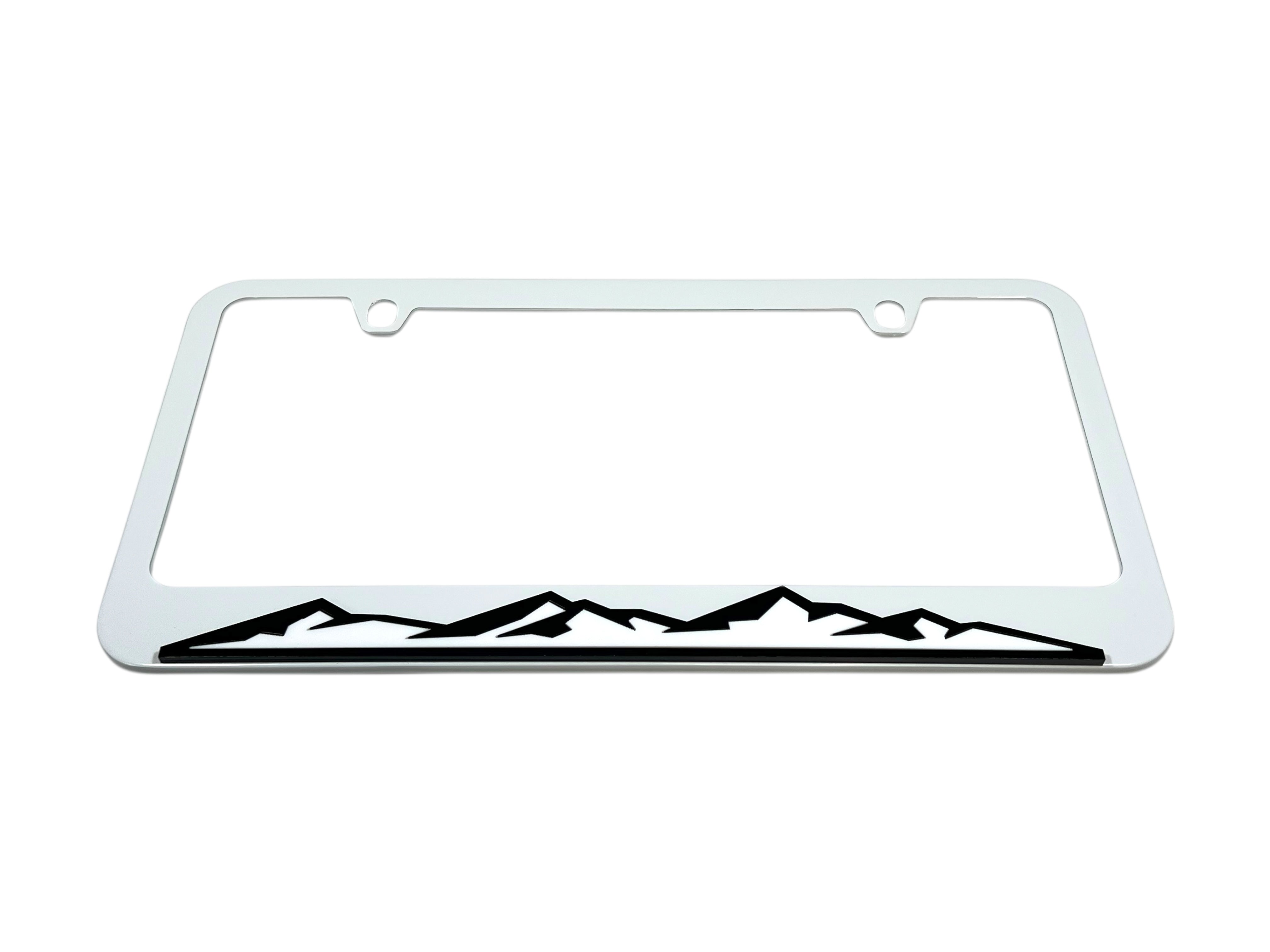 Mountain Range White License Plate Frame