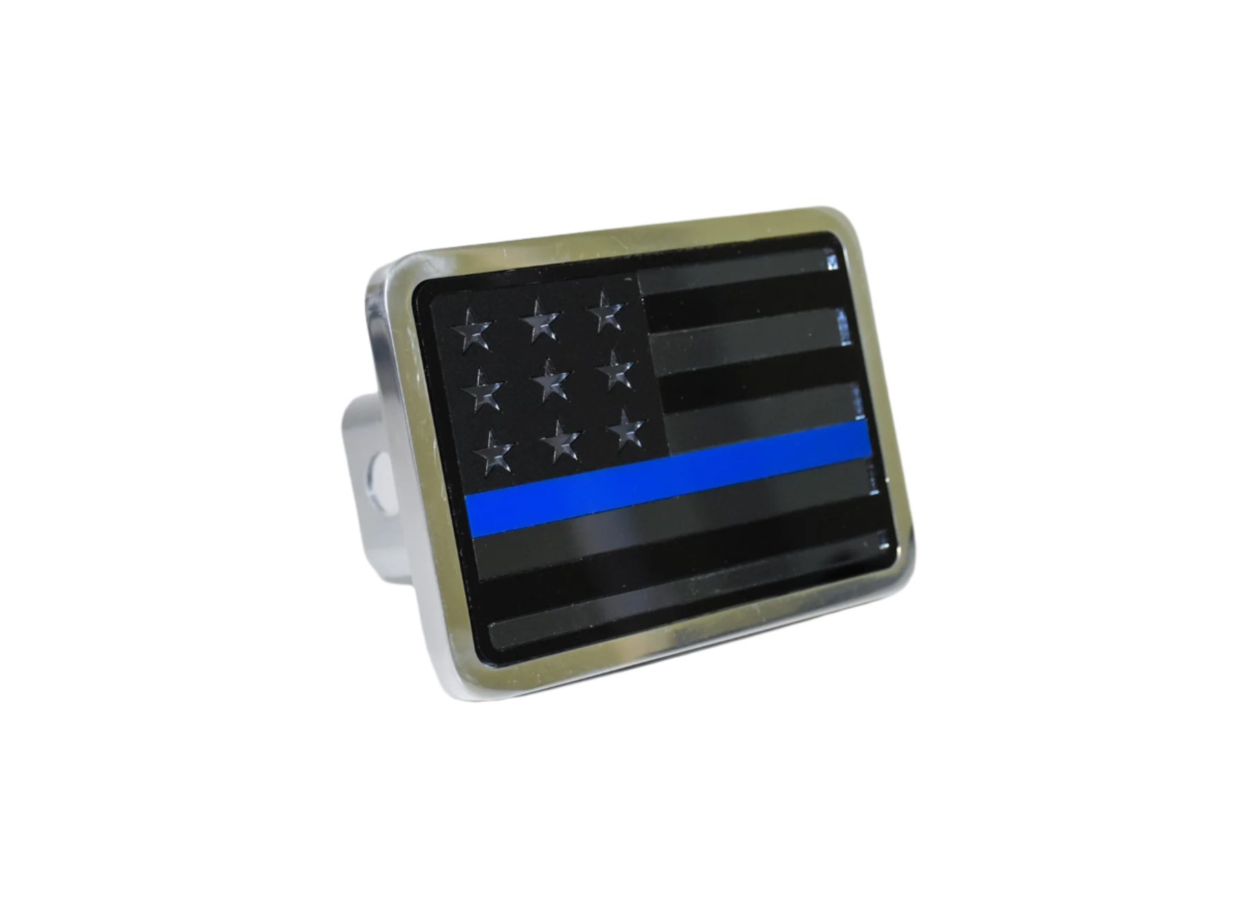 Blacked out Thin Blue Line Hitch Plug XL