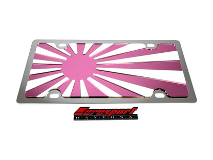 Rising Sun Flag Stainless Steel License Plate