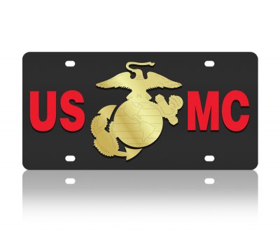 Marine Corps Black Steel License Plate