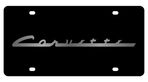 Chevrolet - Carbon StainlessLicense Plate - Corvette Retro Script