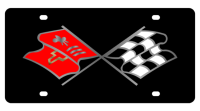 Chevrolet - Carbon StainlessLicense Plate - Corvette C2 Nostalgia Flags