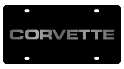 Chevrolet - Carbon StainlessLicense Plate - Corvette C4 Logotype Word Only