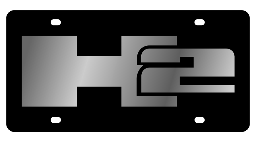Eurosport Daytona 3620-1 Carbon Steel License Plate for Hummer with H2 Logo