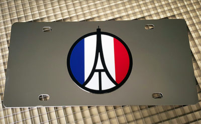 Support Paris Eiffel Tower Peace symbol stainless steel license plate