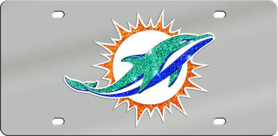 Miami Dolphins 33105 mirrored laser-cut license plate