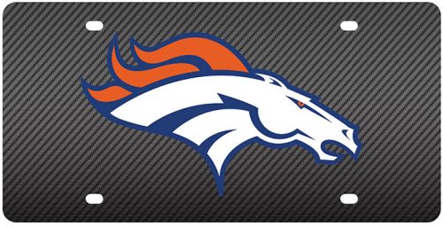 Denver Broncos Laser-Cut Carbon Fiber License Plate - Official NFL licensed