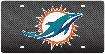 Miami Dolphins Laser-Cut Carbon Fiber License Plate - Official NFL licensed