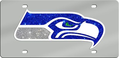 Seattle Seahawks Laser-Cut Mirrored License Plate - Official NFL licensed