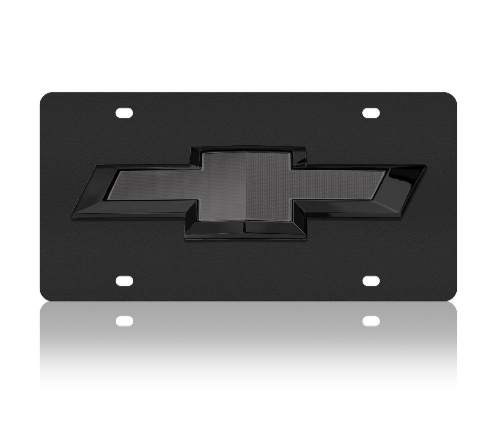 Carbon Steel License Plate - Chevrolet Bowtie - Black