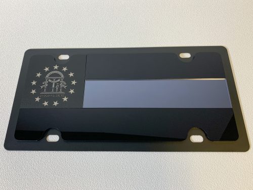 Georgia State Blackout Flag Carbon Steel License Plate