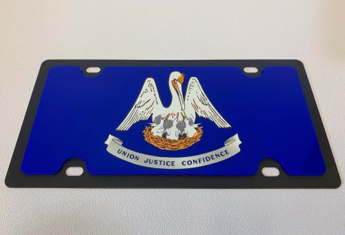 Flag of Louisiana Carbon Steel License Plate