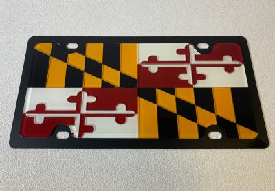 Maryland State Flag Carbon Steel License Plate