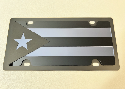 Puerto Rico Blackout Flag Carbon Steel License Plate