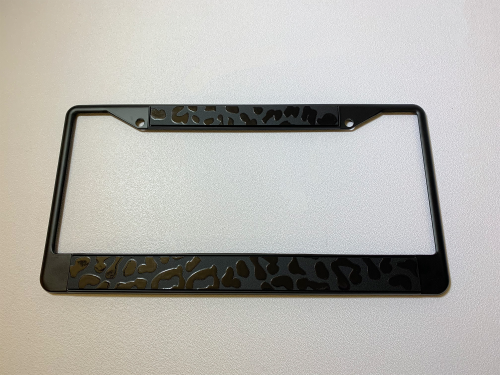 Leopard Print Black 2 Hole License Plate Frame