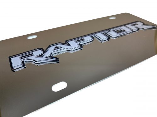 Ford Raptor Stainless Steel License Plate- Close Up