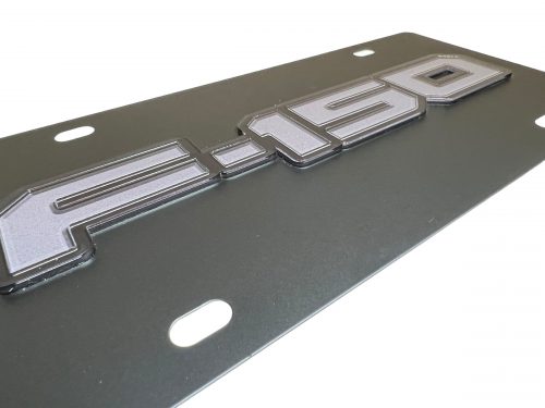 Carbon Steel License Plate 2021-24 F-150 Blackout Badge- Close Up