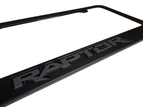 Blackout Ford Raptor Black License Plate Frame- Close Up