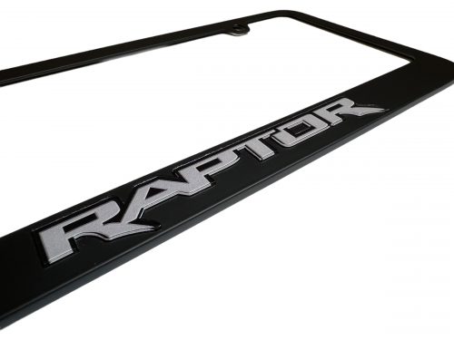 Ford Raptor Black License Plate Frame- Close Up